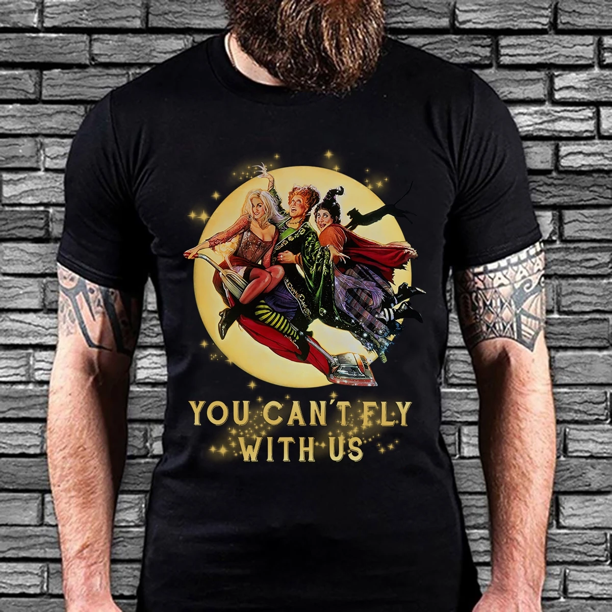 

Hocus Pocus You CanFly With Us Shirt Black Cotton Men Shirt Size Cartoon t shirt men Unisex New Fashion tshirt free shipping