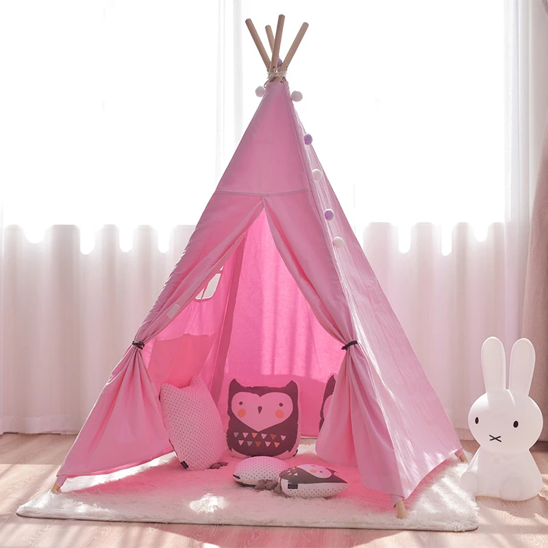 Tienda de lona Tipi niños tienda de campaña india princesa Casa de juego interior simulada Camping bebé habitación decoración regalo de cumpleaños - 2