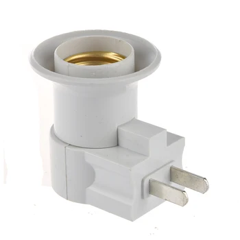 

US Plug to E27 LED Light Bulb Adapter Socket Holder with Switch White