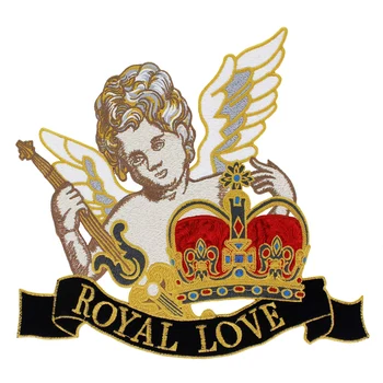 

5pieces Embroidery Royal Love Fabric Patches Angel Boy Crown Guitar Applique Large Badges for Clothes Bag Sewing TH1107