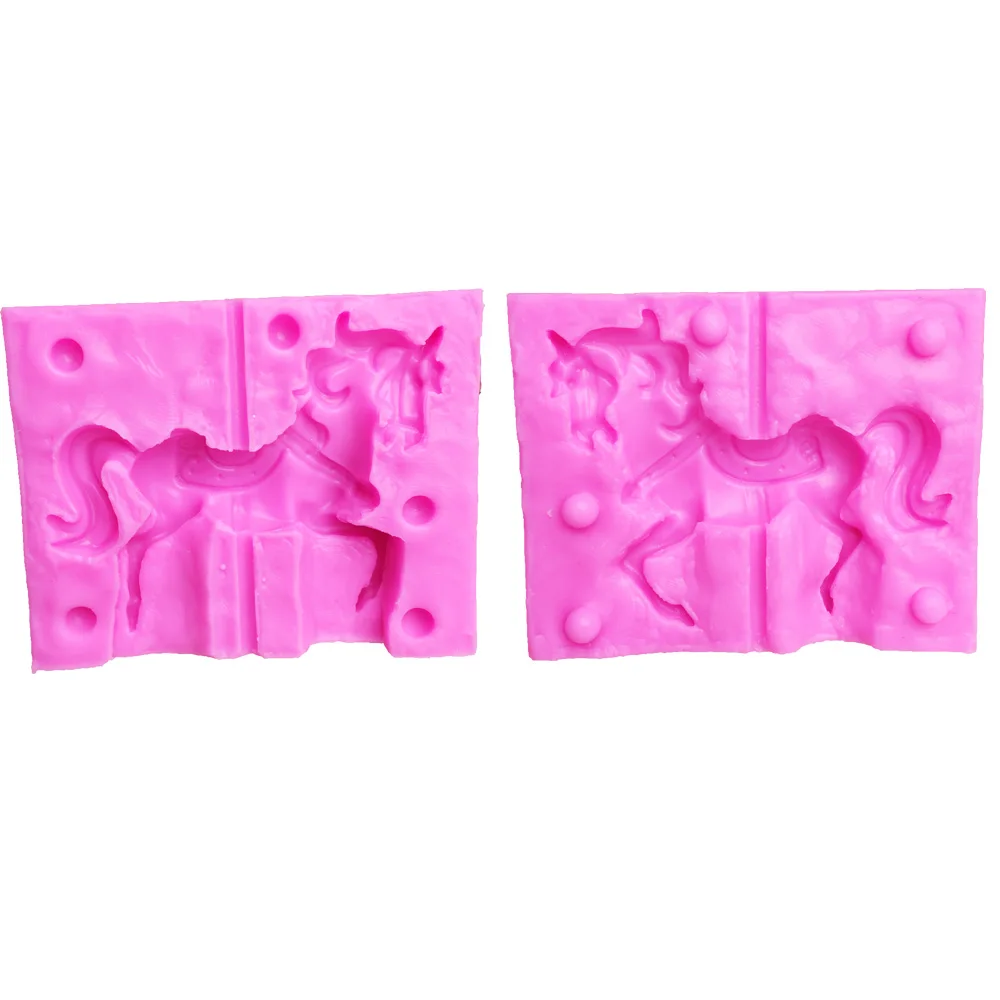 3D Карусель лошадь силиконовая Свеча Плесень Fimo глина мыло формы инструменты для украшения тортов из мастики кекс формы для запекания шоколада T0979