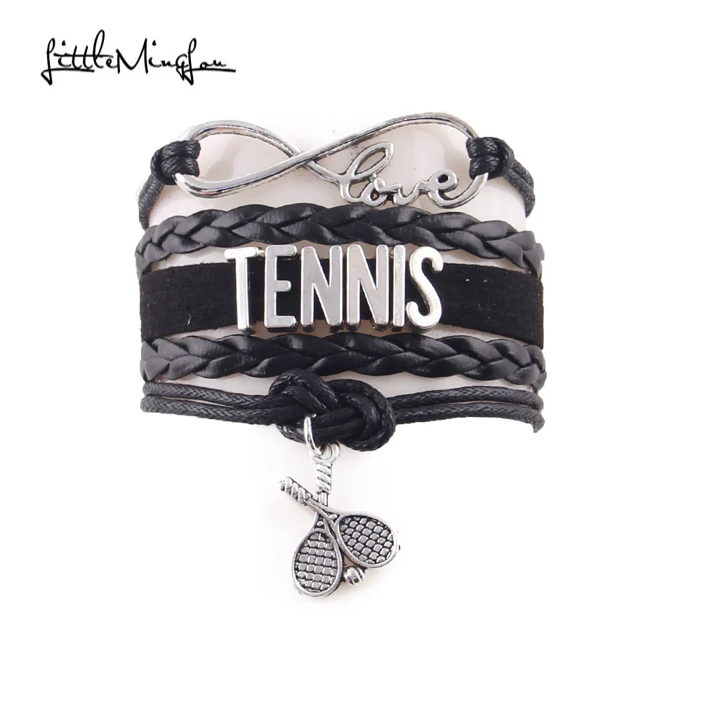 

Little Minglou 5 style Tennis bracelet Tennis racket charm bracelets & bangles for women men sport leather jewelry drop shopping