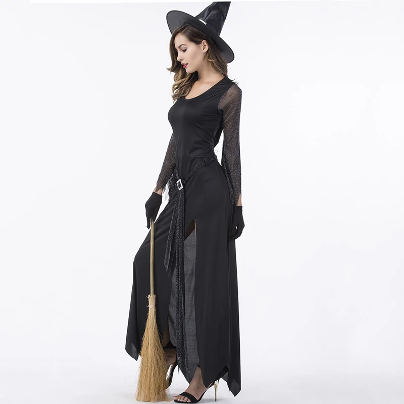 Новый черный волшебный момент в викторианском стиле Готический Зло колдунья костюм для взрослых Косплэй Ведьма Необычные платья Хэллоуин