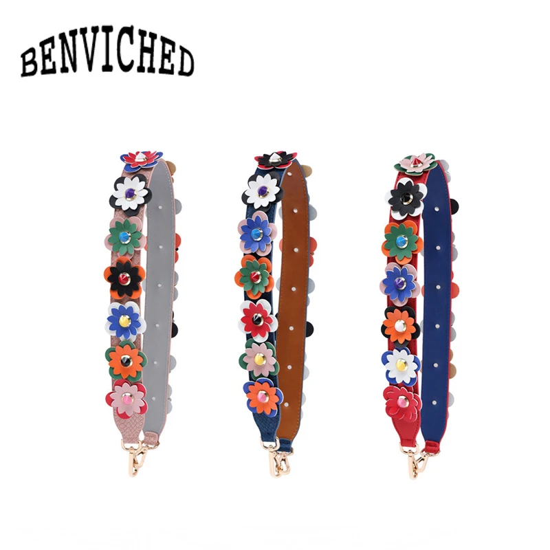 

BENVICHED Strap You Flower Female Handbag Belt Women Bag Strap Pu Leather Bag Accessories Gifts Belt R129