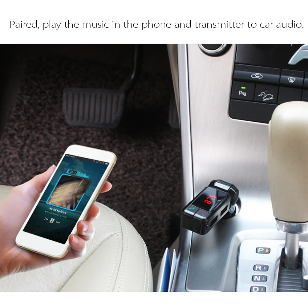 BC-06 Беспроводной BT AUX автомобиля Зарядное устройство Dual USB FM MP3 WMA AUX аудио воспроизведения музыки Hands-free с микрофоном для смартфонов Tablet