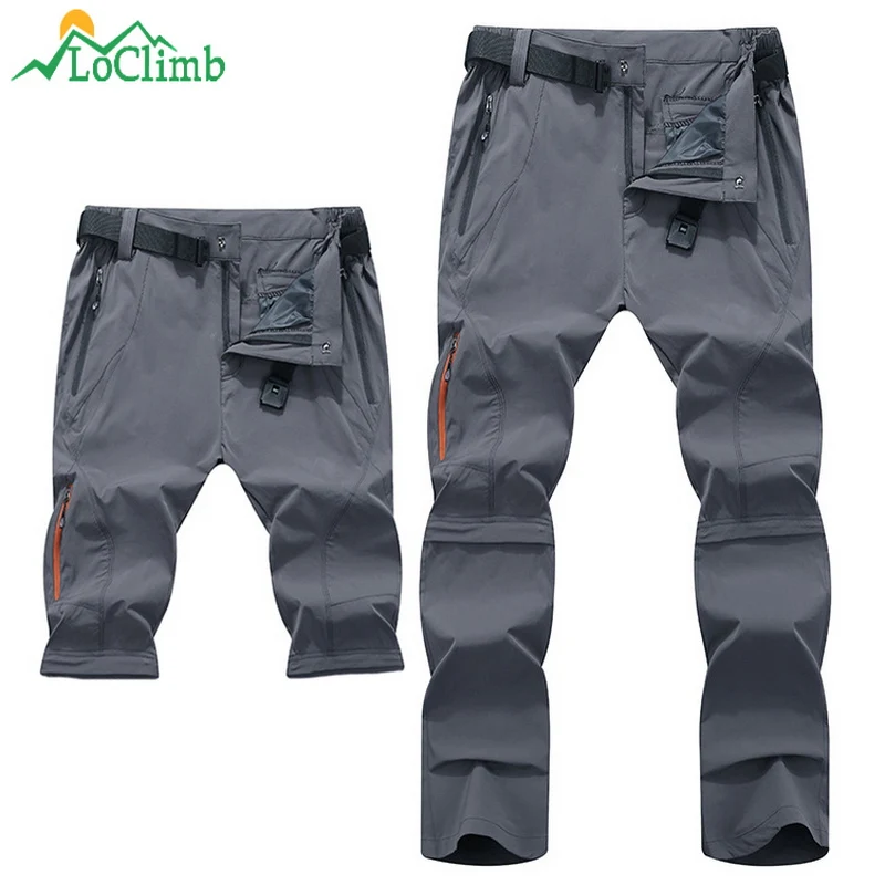 LoClimb Stretch Nylon senderismo hombres extraíble rápido seco Deporte Pantalones al aire libre ciclismo escalada Trekking pantalones cortos AM287