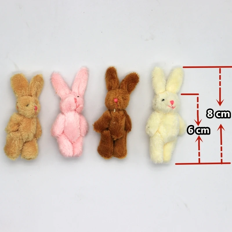 10PCS Mini 6CM Joint Rabbit Little Plush Stuffed TOY DOLL , Garment & Hair Accessories Decor Plush Toys Dolls