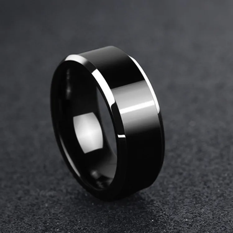 8mm Titanium Men's Rings For Party Jewelry Black