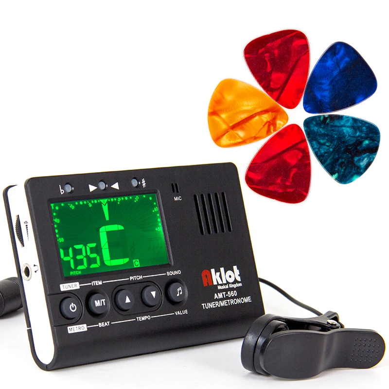 Aklot Guitar Tuner Metronome 3 in 1 LCD Digital Metro-Tuner for Electric Acoustic Guitar Bass Uku Banjo Violin w/ Piezo Pickup