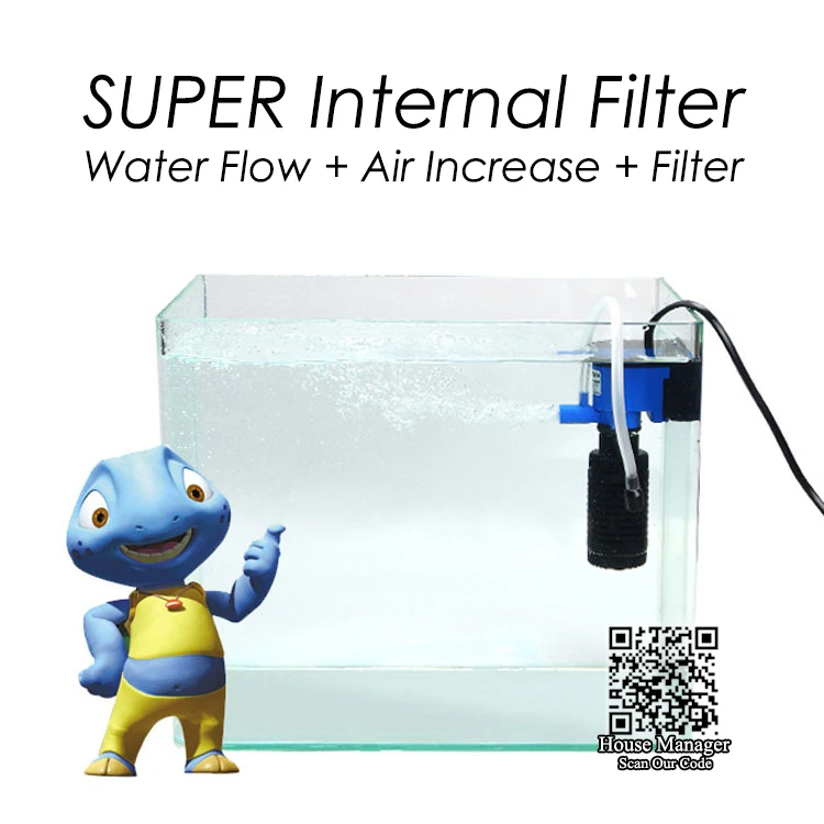 Супер фильтр для аквариума, Внутренний воздушный насос для воздуха увеличение кислорода, погружной воздушный компрессор для черепах садок для рыбы, фильтрует воду потока