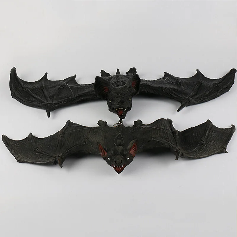 

Bat Decoration Funny Halloween Tricky Bat Props Amusing Rubber Simulation Bat Wall Hanging Halloween Masquerade Party Decoration