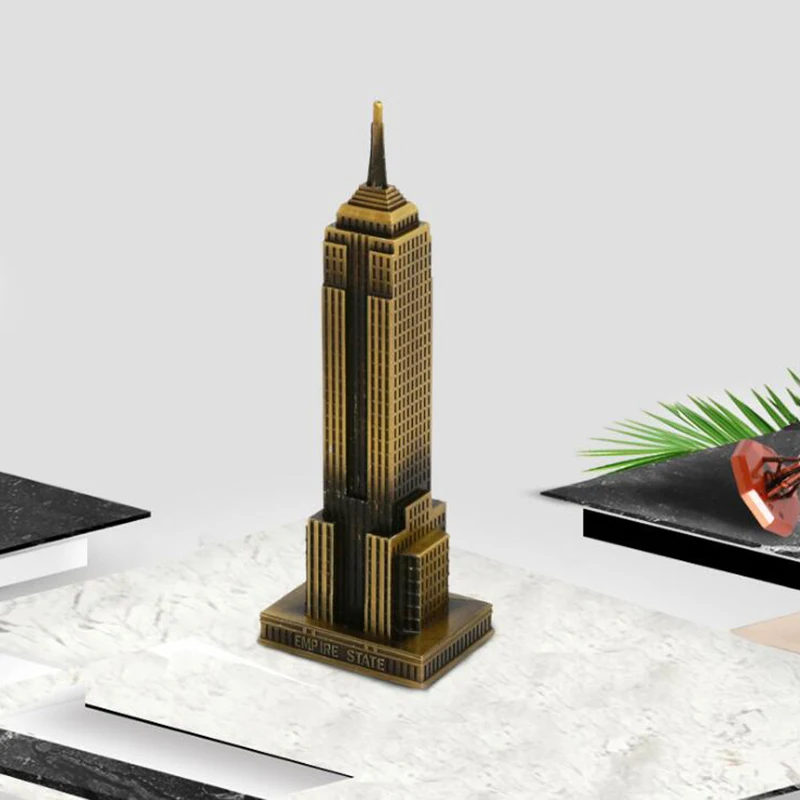 

2019 New Home Decoration Antique Bronze American Empire State Building Model Metal Figurine World Famous Landmark Architecture