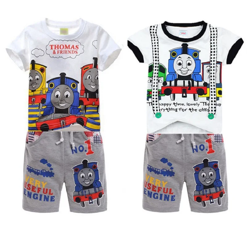 High Quality Thomas train set summer boys cotton clothing sets kids