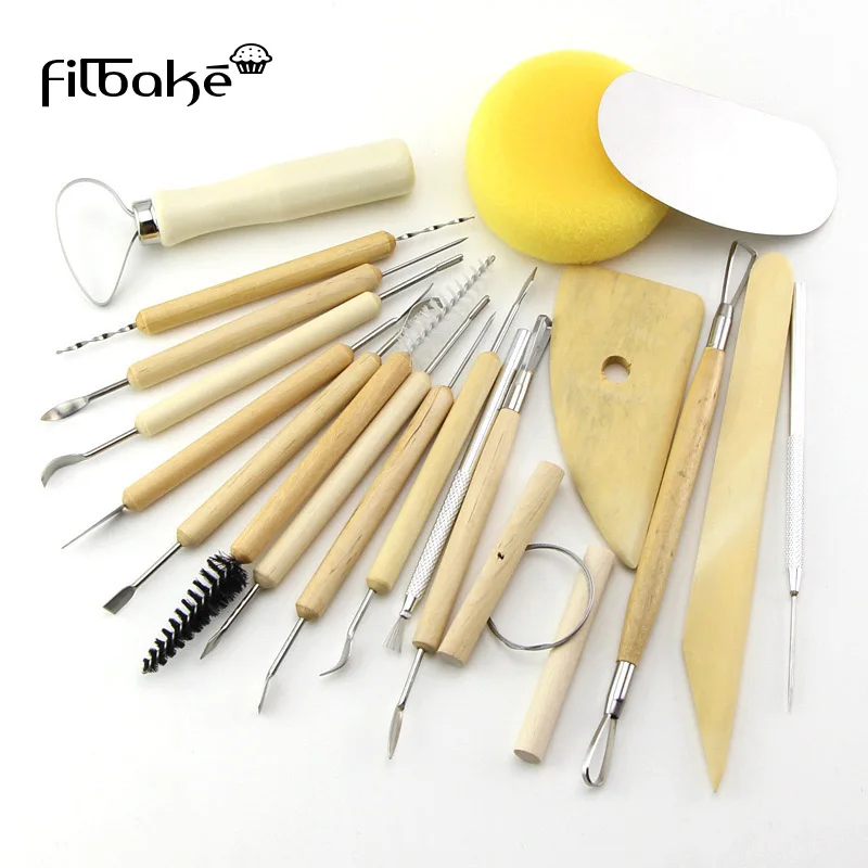 

FILBAKE 19 sets of different specifications ceramic pottery wood carving knife tool mold auxiliary art supplies cake tools