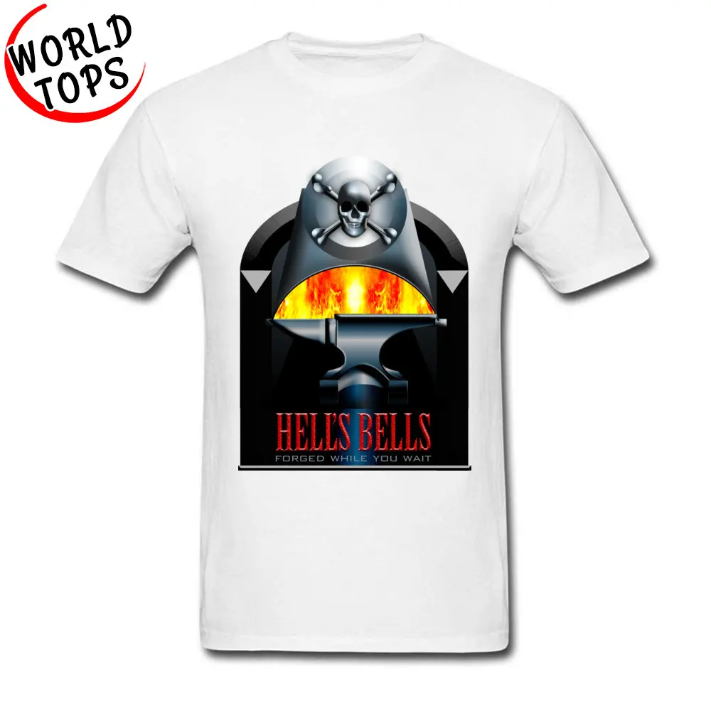Hells Bells Round Neck Top T-shirts Fall Tops Shirts Short Sleeve Graphic 100% Cotton Design Tee Shirts Printing Men Hells Bells white
