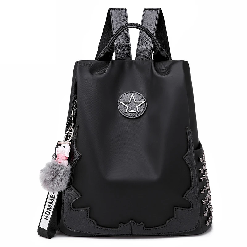 

SGARR High Quality Nylon Women Backpack Fashion Waterproof School Bags For Teenager Girls Designer 2019 Female Rivet Travel Bag