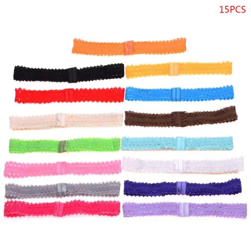 

15 Pcs/pack Baby Lace Headbands Sawtooth Knit Elastic Stretch Solid Color Hair Band Child Kids Headband Headdress Accessories