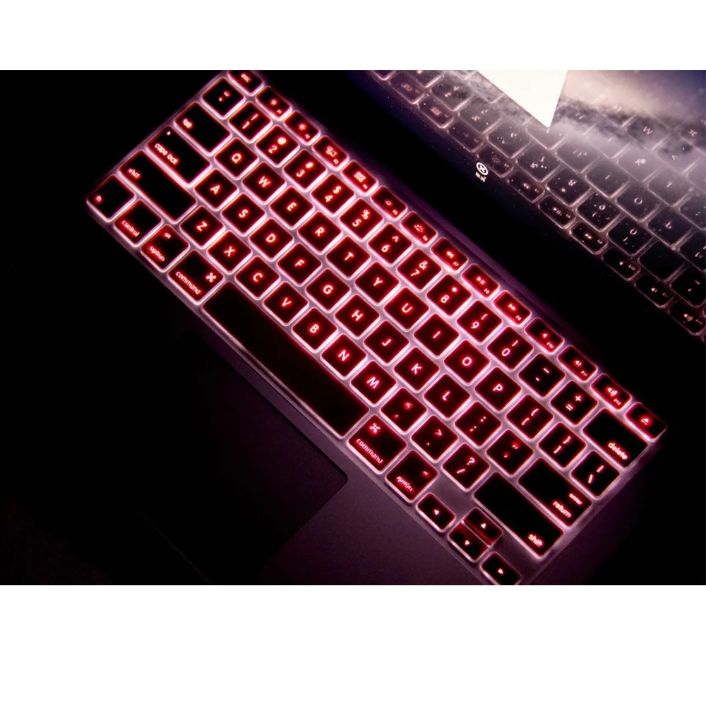 XSKN выдалбливают американский английский силиконовый чехол для клавиатуры, для MacBook Pro 13 15 17 Подсветка блестящая прочная клавиатура пленка