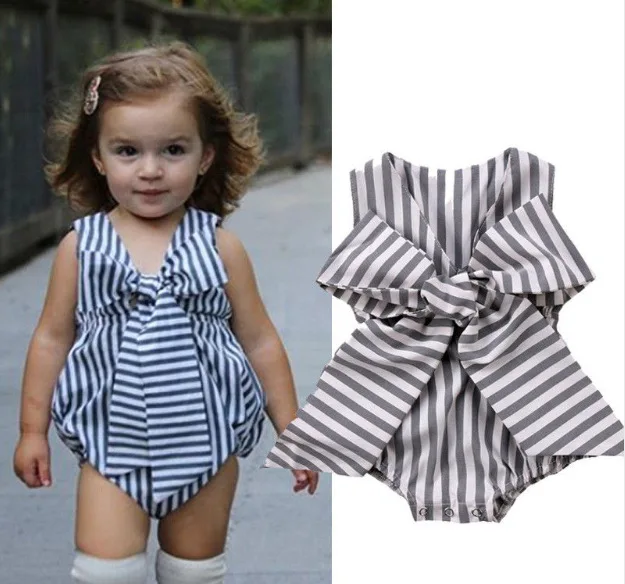 Baby Girl Clothes Newborn Kids Striped Rompers bebe Princess Bow Jumpsuits 2018 Babies Summer Clothes kids clothing