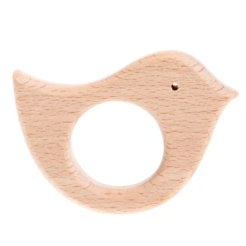 

Baby Teether Teething Chew Toys Shower Gift Handmade Natural Wooden Bird Pendant