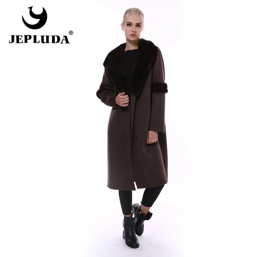 JEPLUDA Высокое Содержание Щерсть Пальто Женское Натуральный Мех Норковая