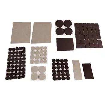 

188Pcs Dark Brown Apricot Color Square Round Felt Furniture Pads Floor Scratch Protector Self Stick 9 Sizes for Chair Table Feet