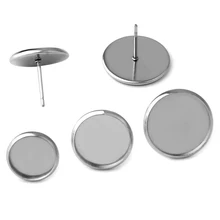 30 шт., серьги-гвоздики из настоящей нержавеющей стали 6, 8, 10, 12, 14, 16, 18, 20 мм, поделки своими руками, серьги, пустая основа Кабошоны, Безель для пуговиц, не выцветает