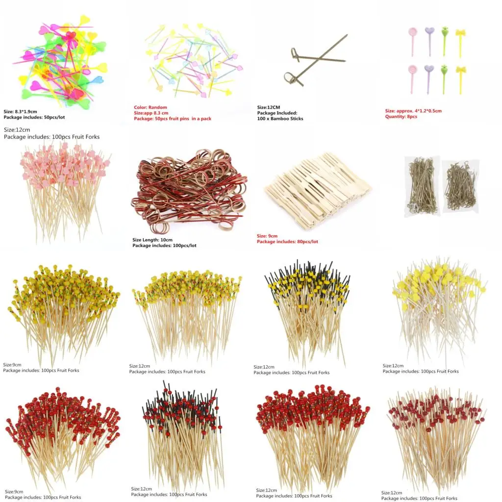 50/80/100 шт бамбуковые прослойки в Еда выбирает шведского стола фрукт для кекса вилка вечерние торт десерт салат растительные палочки коктейль зубочистка шампур