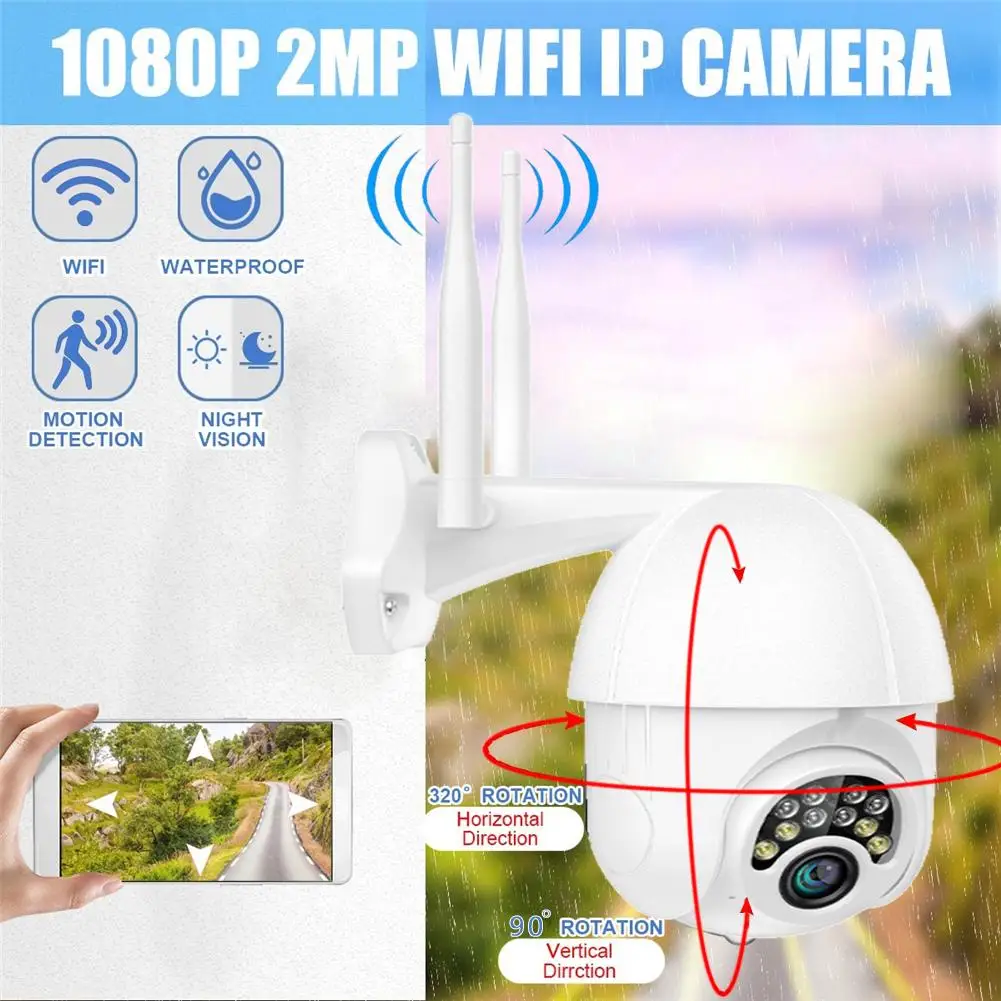 10 светодиодных ламп 1080P День Ночь полноцветный 360 градусов вращение WiFi Открытый IP66 водонепроницаемый домашний безопасности IP камера