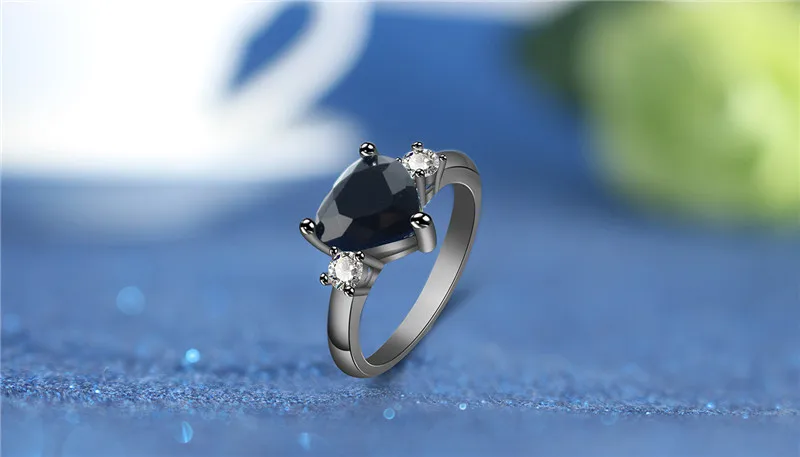 Love Black Heart Shaped Crown Ring Black Gold Filled Cubic Zirconia Rings For Women Wedding Anniversary Jewelry Anel Gifts dm103 (12)