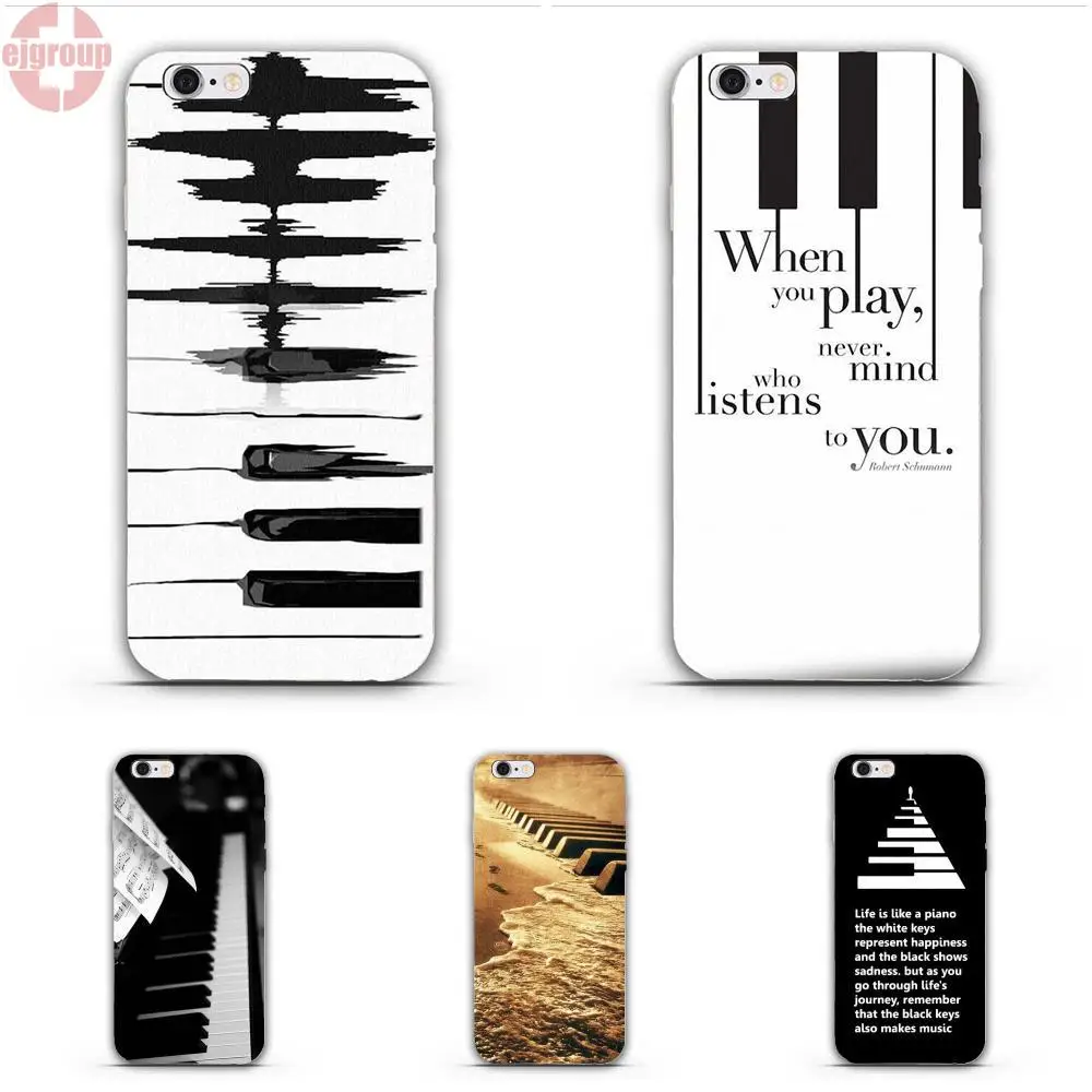 

Bixedx Soft TPU Silicon Phone Cover Case Capa For iPhone 4 4S 5 5C SE 6 6S 7 8 Plus X Music Software Piano Plug