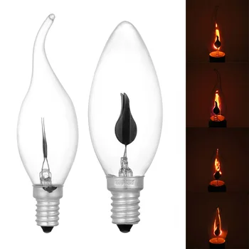 

2020 LED Edison Bulb E14 E27 3W Flame Fire Lighting Vintage Flickering Effect Tungsten Novel Candle Tip Lamp Orange Red