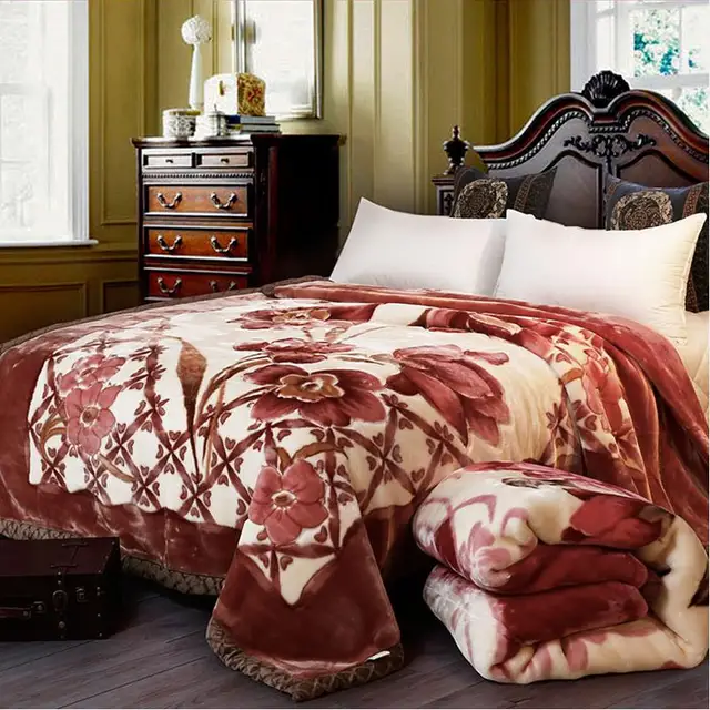 Double Raschel Blanket Europe Thick Embossed Knitted Blankets for bed