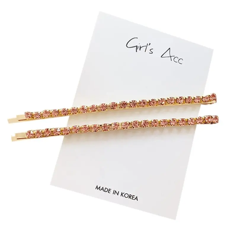 1 pair Women Metallic Curved Bobby Pins Hair Clips Colored Glitter Shimmer Rhinestone Hairgrips Faux Crystal Diamond Barrettes