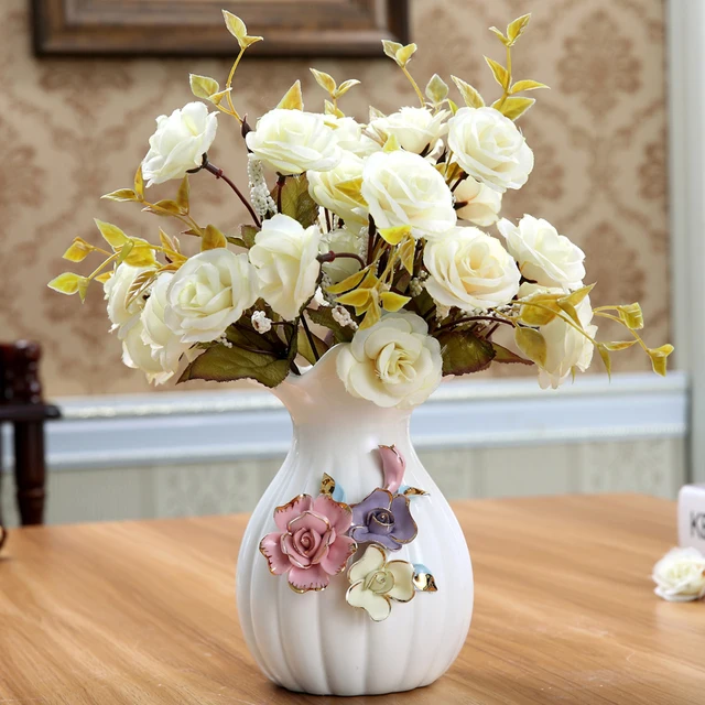 New Desgin white vase ceramic Dried Flower Vase Modern Pure And Fresh Hydroponic Flowers Sitting Room Decoration 3