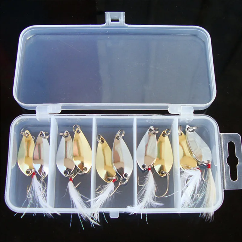 10pcs Metal Fishing Lures Hard Sequin Baits Sets Spoon Crank Bait Saltwater Tackle Hooks Convenient Fishing Tools pesca #3S06 (1)