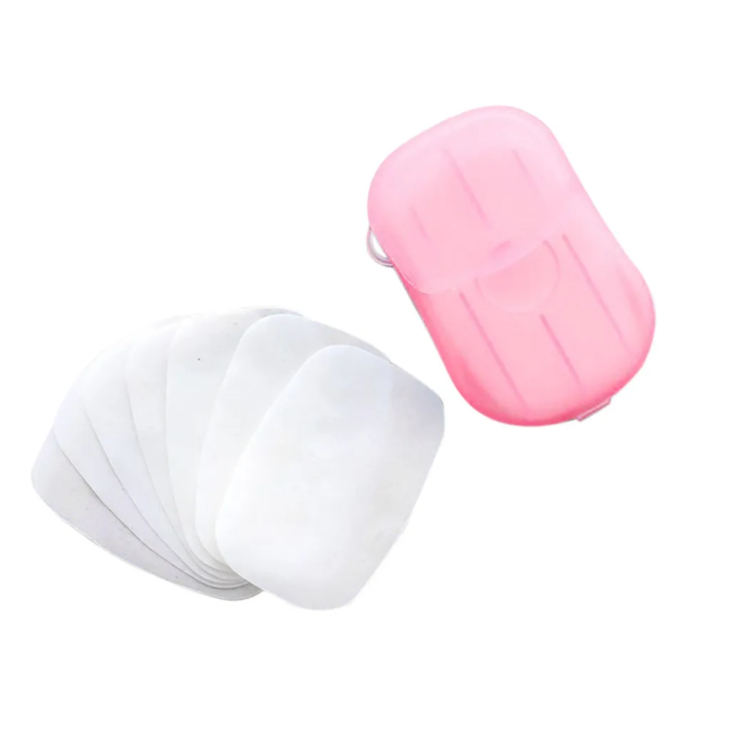 20 шт одноразовые для мытья рук таблетки путешествия носить туалетное мыло бумага - Цвет: Pink