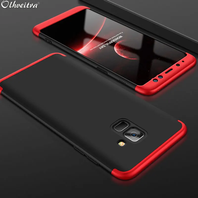 3 в 1 Жесткий PC Обложка для Samsung A8 2018 плюс чехол Coque 360 градусов полный Чехол samsung Galaxy