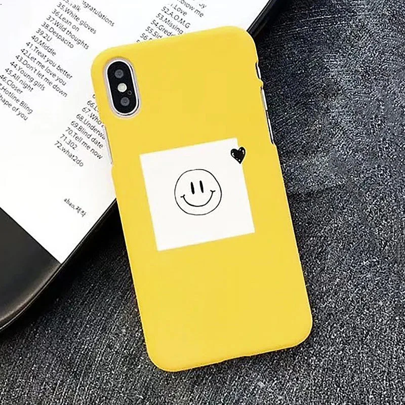 KIPX1026C_1_Frosted Case For iPhone 7 Hard Protective Case For iPhone X iPhone 6 6S 7 8 Plus Smile Face Pattern Back Cover