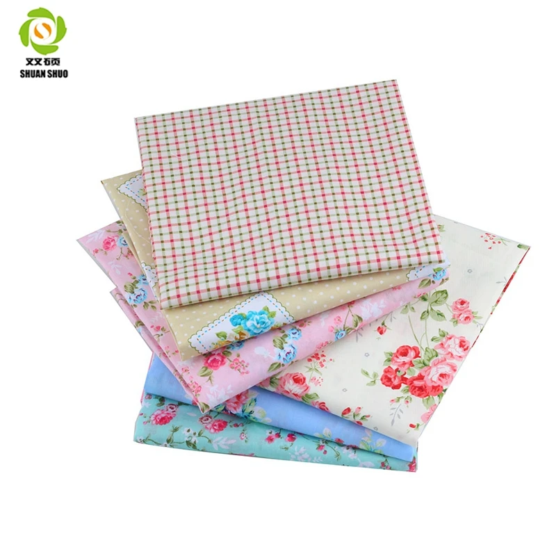 

Shuanshuo New Flora Twill Cotton Fabric,Patchwork Cloth,DIY Sewing Quilting Fat Quarters Material For Baby Cloth 6PCS 40x50CM