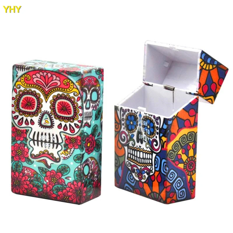 Newest Colorful Human Skeleton Skull Cigarette Cases 95MM Plastic Storage Box High Quality Exclusive Design Automatic Opening02