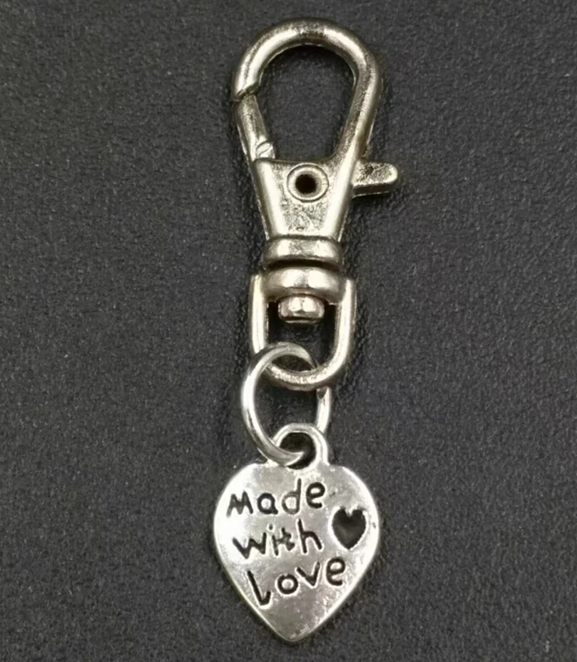 20pcs High Quality Hand MADE WITH LOVE Heart rotating clasp lobster