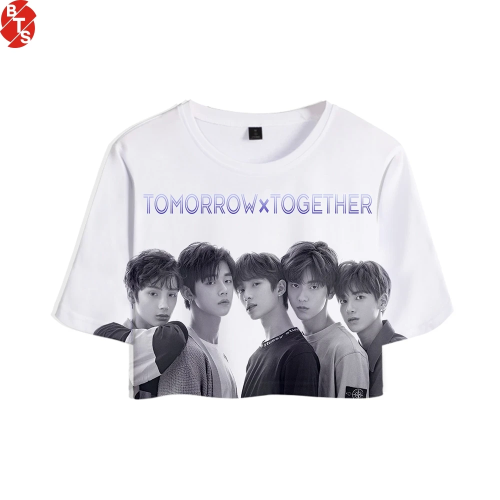 Женские укороченные топы с 3D принтом TXT Tomorrow X Together повседневные уличные футболки