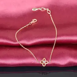 Бриллиантовый браслет для женщин 18 К розовое золото 18 см 0.03ct Алмаз ручной работы изысканное украшение на свадьбу обручение