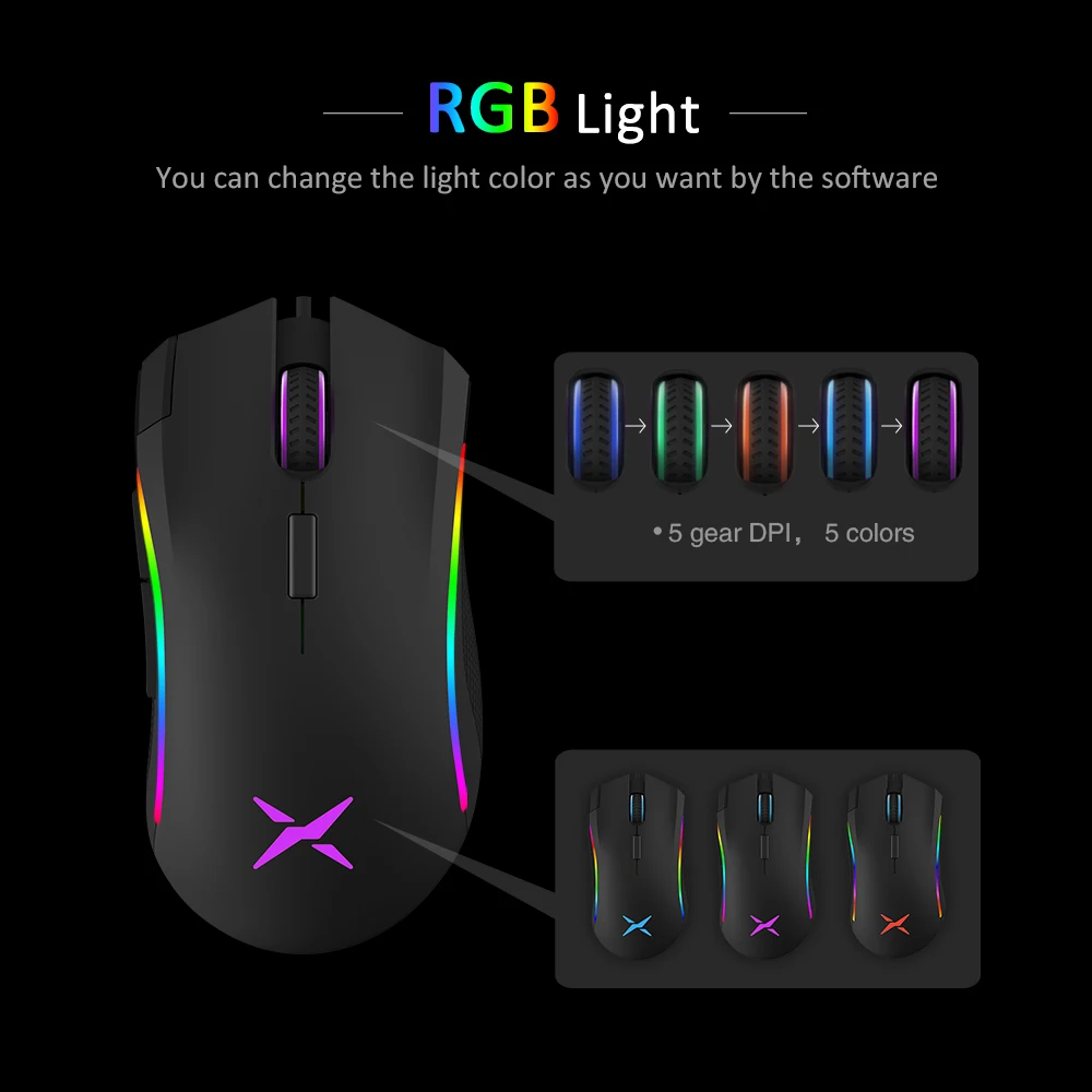 DELUX T9X Wired RGB Backlight Gaming Keyboard M625 Wired Mouse DPI 4000 Light Gamer PC Gaming Mice Keyboard Combos for computer