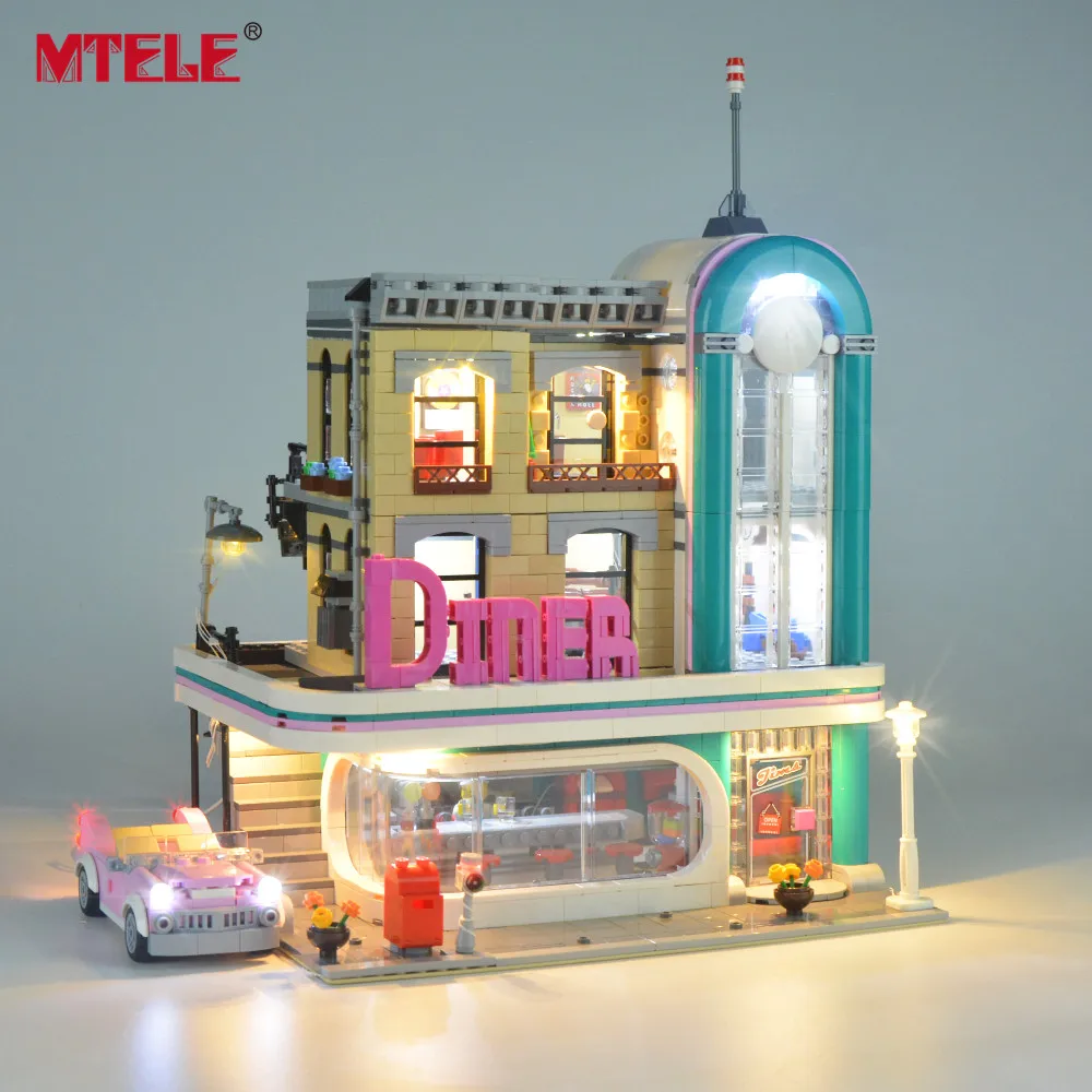 MTELE бренд светодиодный светильник Up Kit Игрушка для 10260 вниз город Diner Creator город уличный светильник ing комплект совместим с 15037