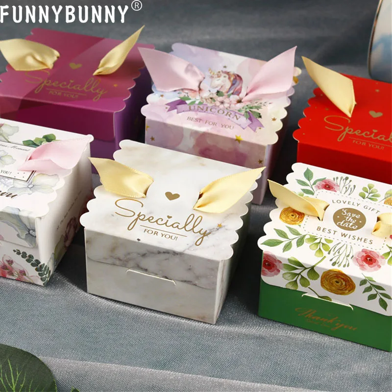 

FUNNYBUNNY Candy Exquisite Simple Box Paper Boxes for Packaging Christmas Tree Decorations Wedding Favors and Gifts