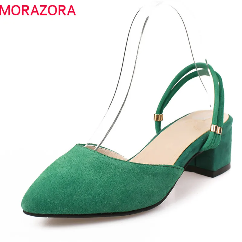 melhor MORAZORA 2018 chegam novas mulheres sandálias rebanho de alta qualidade sapatos casuais sapatos rasos pontas do dedo do pé de verão sapatos confortáveis sapatos de salto quadrado