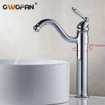 

Modern Simple Bathroom Chrome Finish Basin Faucets Single Handle 360 Degree Rotation Sink Faucet Mixer Water Tap OWO-S79-309