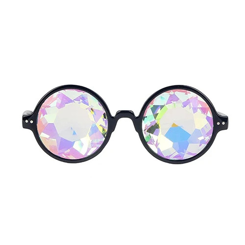 FLORATA Калейдоскоп очки радужные дифракционные линзы стимпанк Готический Косплей вечернее крутое очки для Новинка - Цвет линз: Black Frame